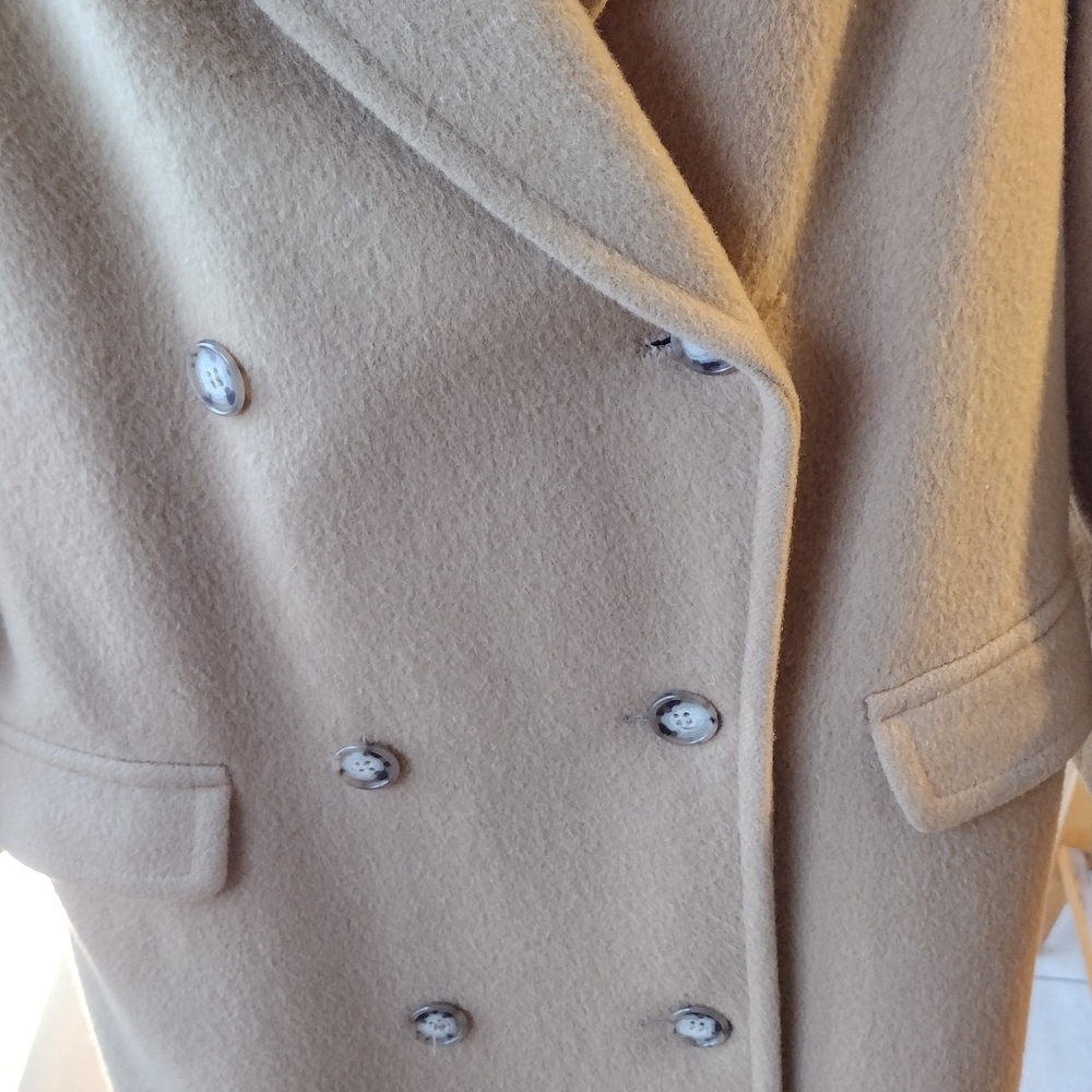 Halston Heritage Camel Double-Breasted Wool Coat - Picture 2 of 8